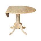 42" Drop Leaf Dining Table with 4 Ladderback Chairs – Solid Hardwood 5-Piece Set