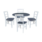42" Drop Leaf Dining Table with 4 Ladderback Chairs – Solid Hardwood 5-Piece Set