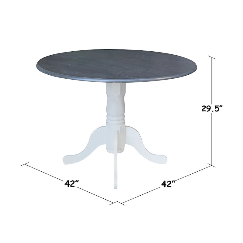 42" Drop Leaf Dining Table with 4 Ladderback Chairs – Solid Hardwood 5-Piece Set