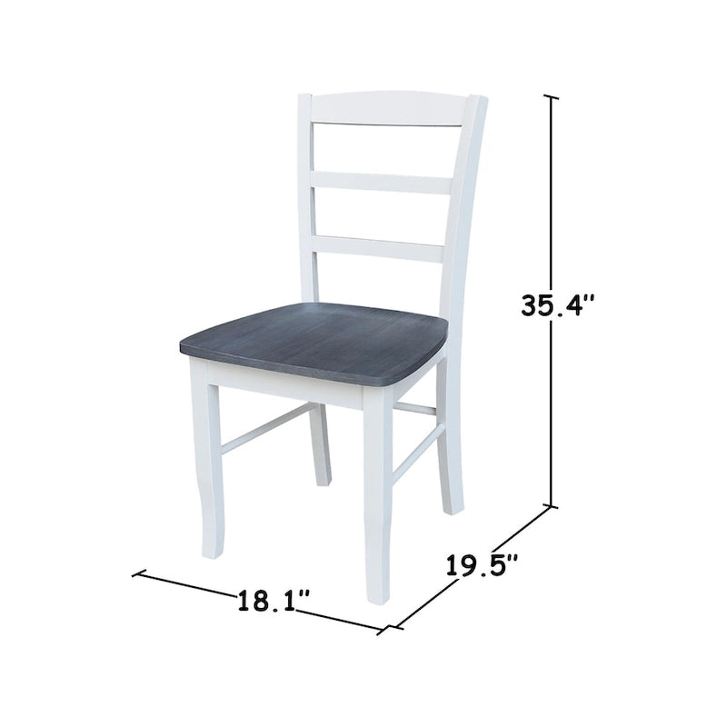 42" Drop Leaf Dining Table with 4 Ladderback Chairs – Solid Hardwood 5-Piece Set
