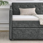Twin Size Daybed with Twin Size Trundle Upholstered