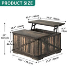 Moasis Farmhouse Lift Top Square Coffee Table with Storage