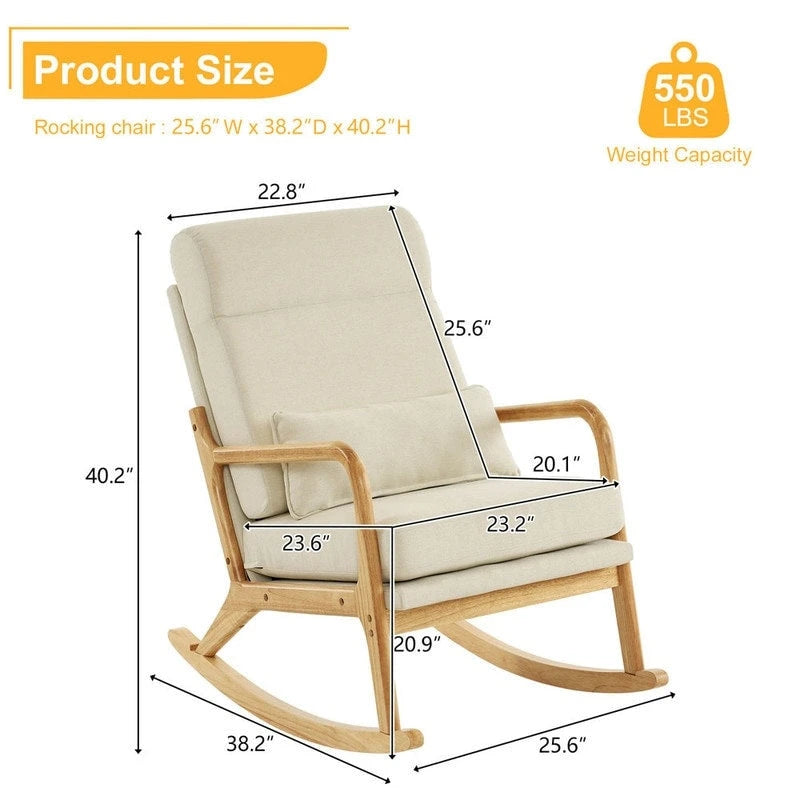 39.37 W High-Back Dual-Use Upholstered Rocking Chair/Accent Chair