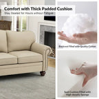 Balvino 81 Wide Transitional Genuine Leather Rolled Arm Sofa with Nailhead Trim and Removable Cushions
