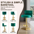 CAROCC Velvet Counter Bar stool with Height Adjustable and Swivel