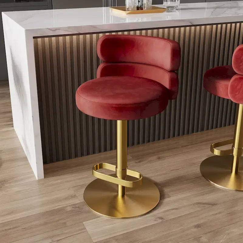 CAROCC Velvet Counter Bar stool with Height Adjustable and Swivel
