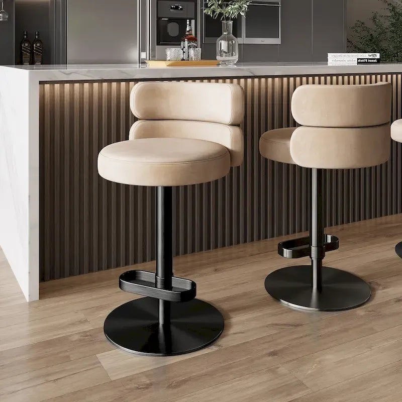 CAROCC Velvet Counter Bar stool with Height Adjustable and Swivel