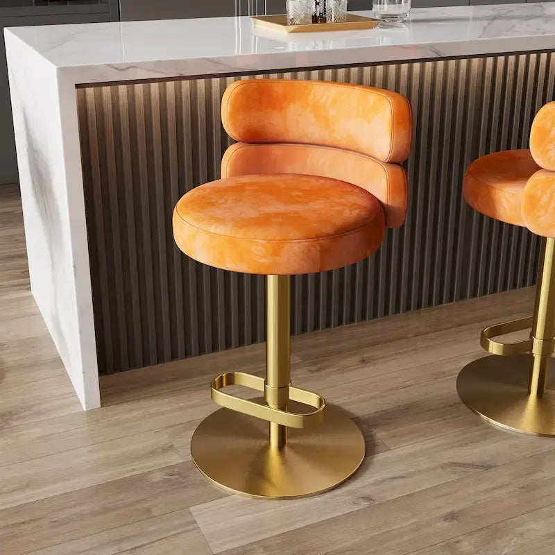 CAROCC Velvet Counter Bar stool with Height Adjustable and Swivel
