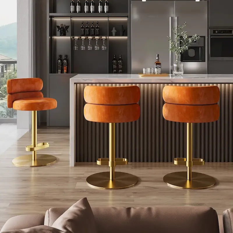 CAROCC Velvet Counter Bar stool with Height Adjustable and Swivel