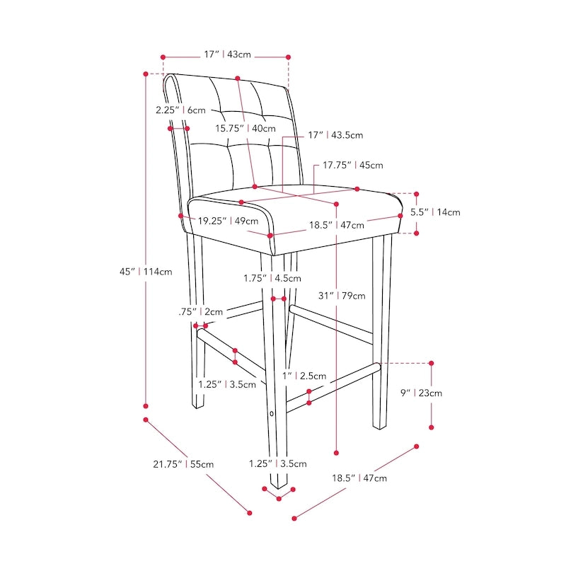 Leila Upholstered 31 Bar Height Barstool