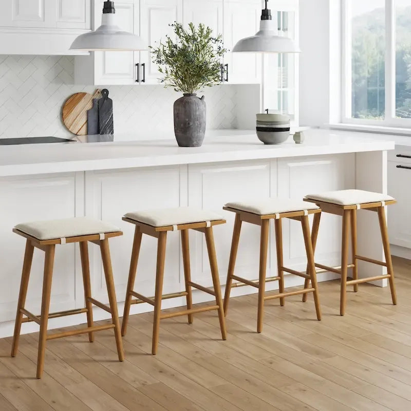 Barker Boucle Upholstered Barstool, Backless Counter Height Stool with Cushion