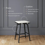 Barker Boucle Upholstered Barstool, Backless Counter Height Stool with Cushion