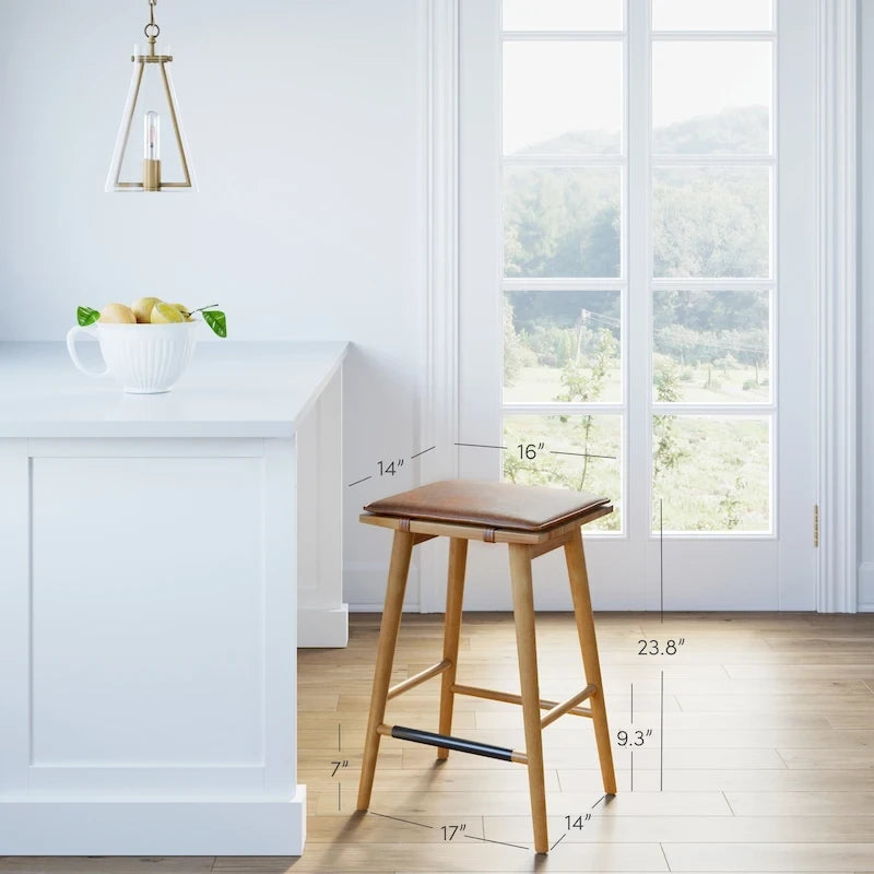 Barker Boucle Upholstered Barstool, Backless Counter Height Stool with Cushion