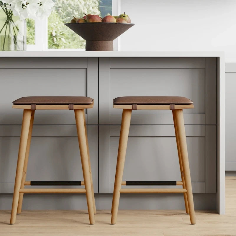 Barker Boucle Upholstered Barstool, Backless Counter Height Stool with Cushion
