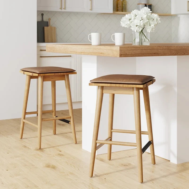 Barker Boucle Upholstered Barstool, Backless Counter Height Stool with Cushion