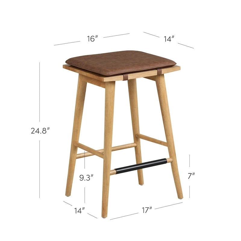 Barker Boucle Upholstered Barstool, Backless Counter Height Stool with Cushion