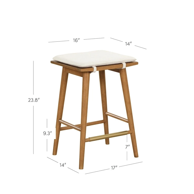 Barker Boucle Upholstered Barstool, Backless Counter Height Stool with Cushion