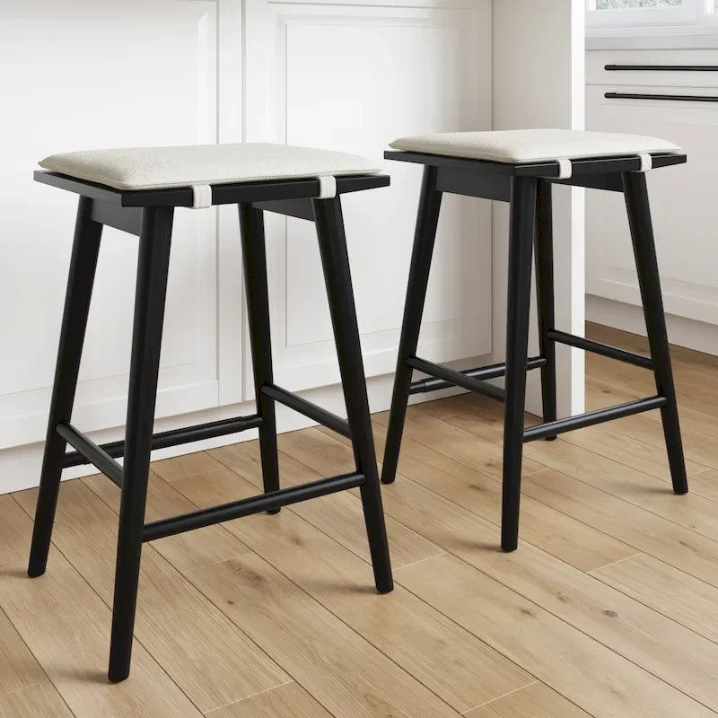 Barker Boucle Upholstered Barstool, Backless Counter Height Stool with Cushion