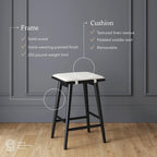 Barker Boucle Upholstered Barstool, Backless Counter Height Stool with Cushion