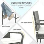 2/4 Pack Outdoor Bar Chairs Set Rattan Bar Stools w/ Seat Cushions