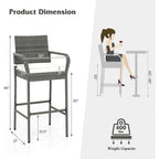 2/4 Pack Outdoor Bar Chairs Set Rattan Bar Stools w/ Seat Cushions