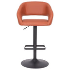 Modern Upholstered Adjustable Height Swivel Barstool with Footrest