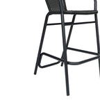 Commercial Indoor-Outdoor Rattan Restaurant Barstool with Aluminum Frame - N/A