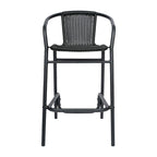 Commercial Indoor-Outdoor Rattan Restaurant Barstool with Aluminum Frame - N/A