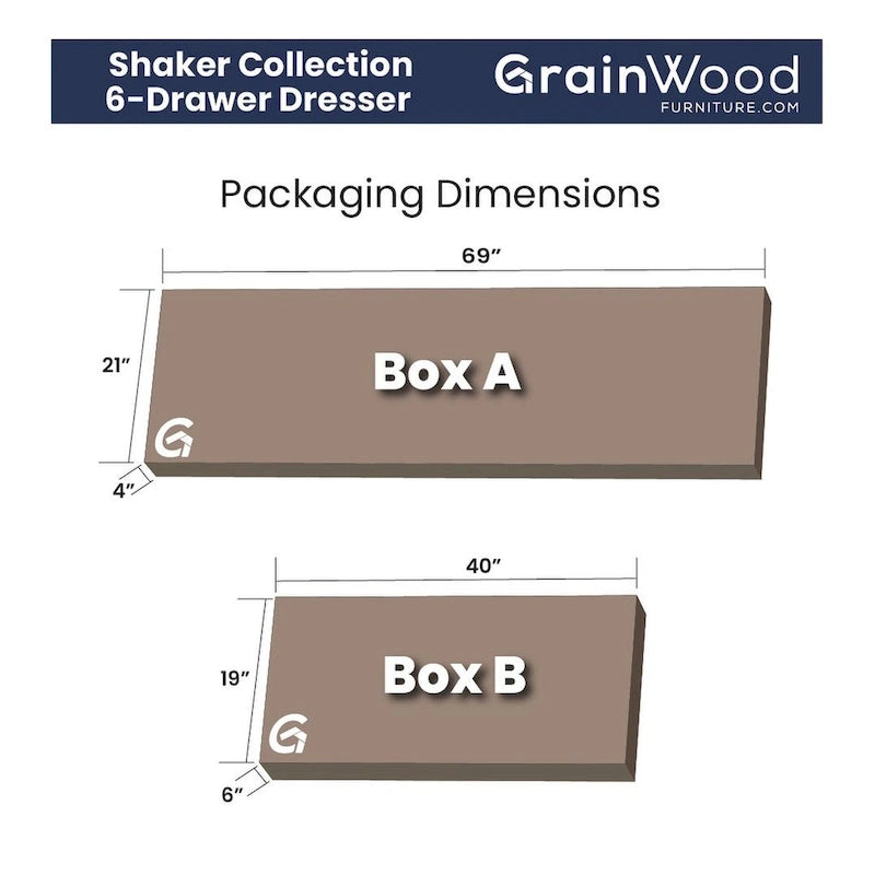 Grain Wood Furniture Shaker-style 6-drawer Solid Wood Dresser