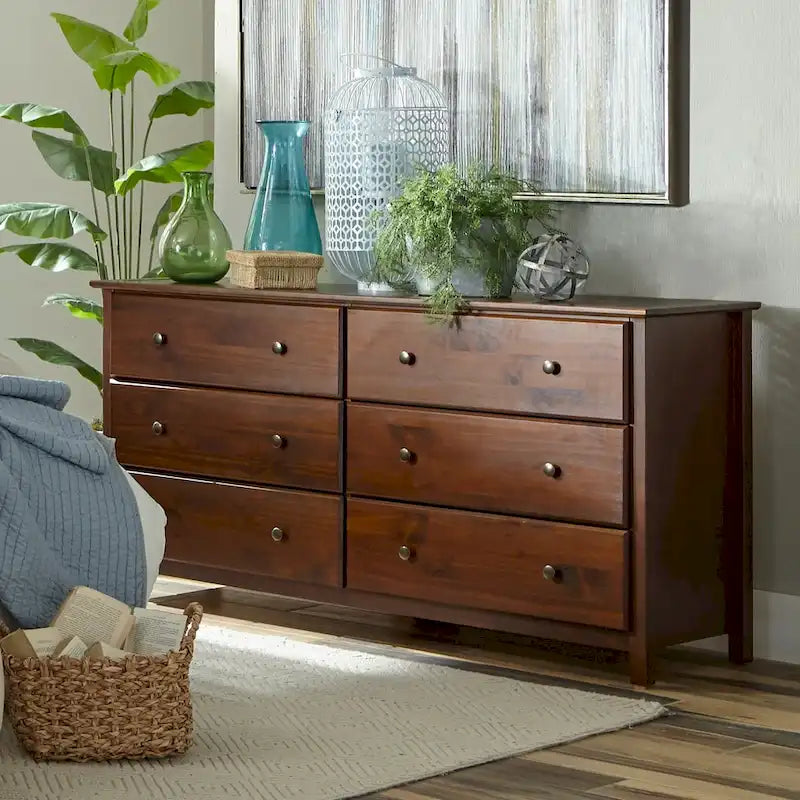 Grain Wood Furniture Shaker-style 6-drawer Solid Wood Dresser