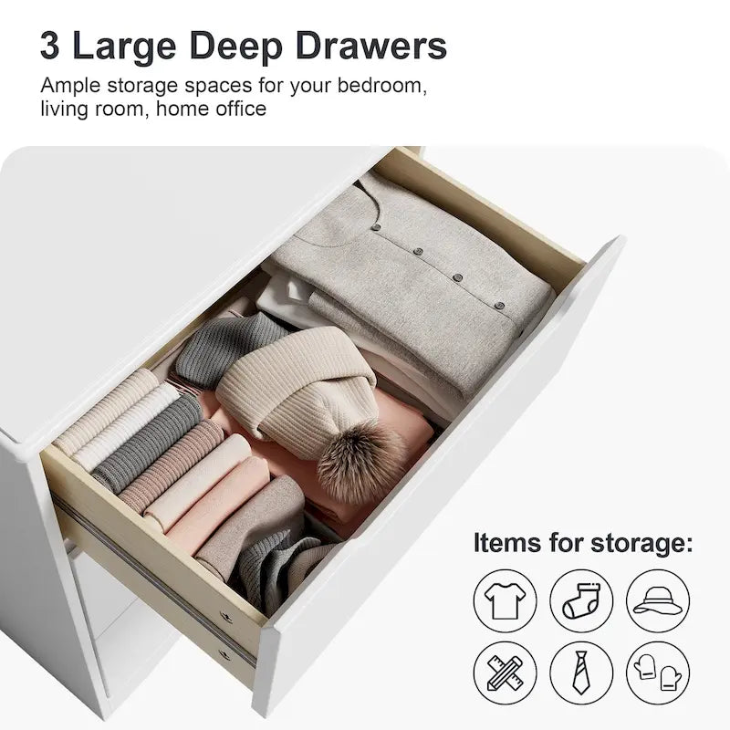 4 Drawer Dresser Chest of Drawers White for Bedroom, Modern Vertical Storage Dressing Table