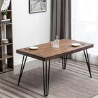 Industrial Metal Hairpin Design Dining Table, Rustic Dark Pine