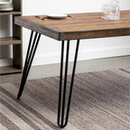 Industrial Metal Hairpin Design Dining Table, Rustic Dark Pine
