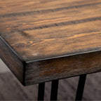 Industrial Metal Hairpin Design Dining Table, Rustic Dark Pine