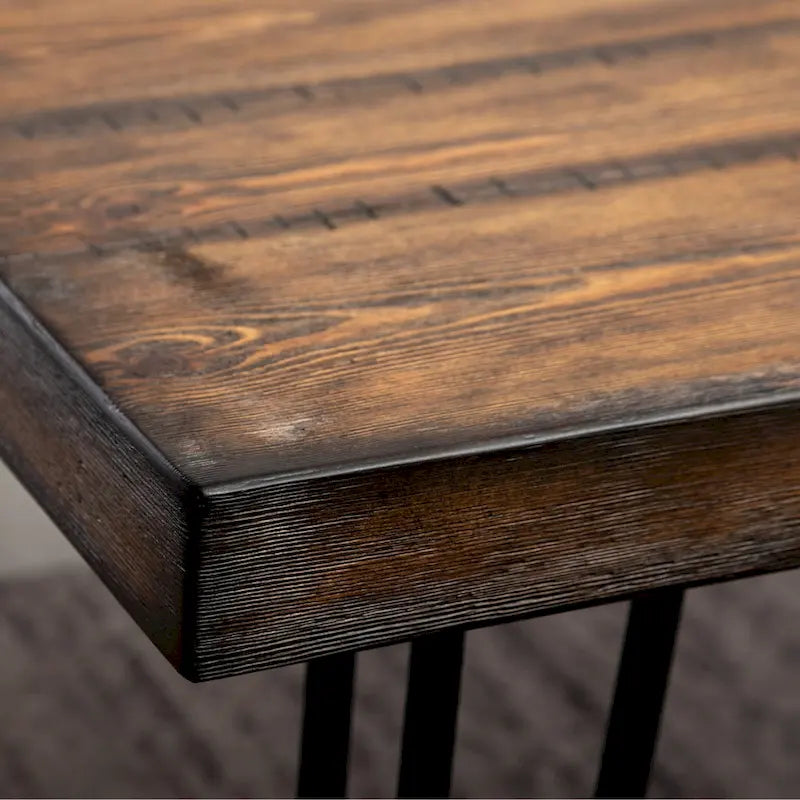 Industrial Metal Hairpin Design Dining Table, Rustic Dark Pine