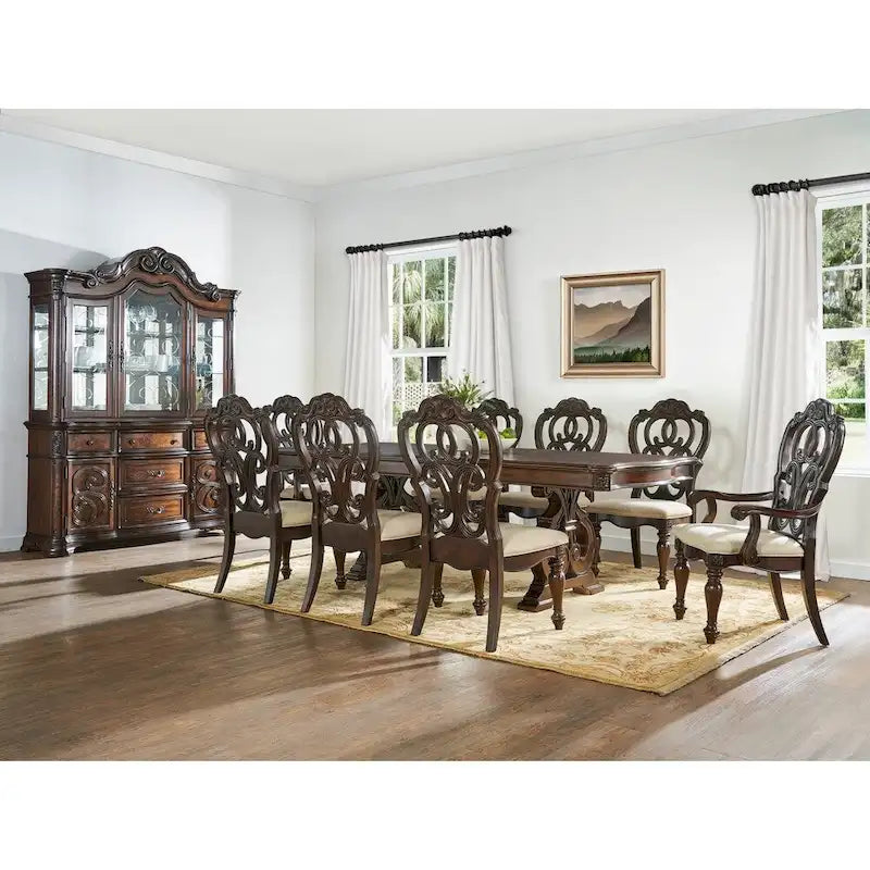 Richland 96 Inch Traditional Dining Table, Brown