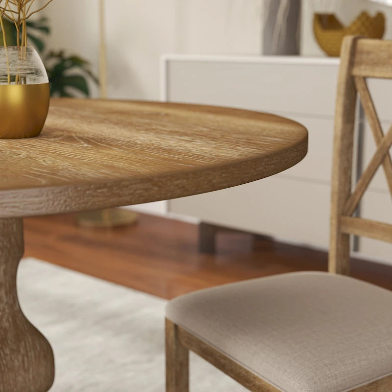 Roundhill Furniture Havre Pedestal Base Round Dining Table - N/A
