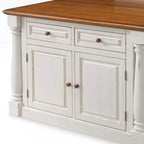 Homestyles Monarch 3-Piece Off-White Wood Kitchen Island Set with Drop Leaf Wood Top - 48' x 25' x 36'