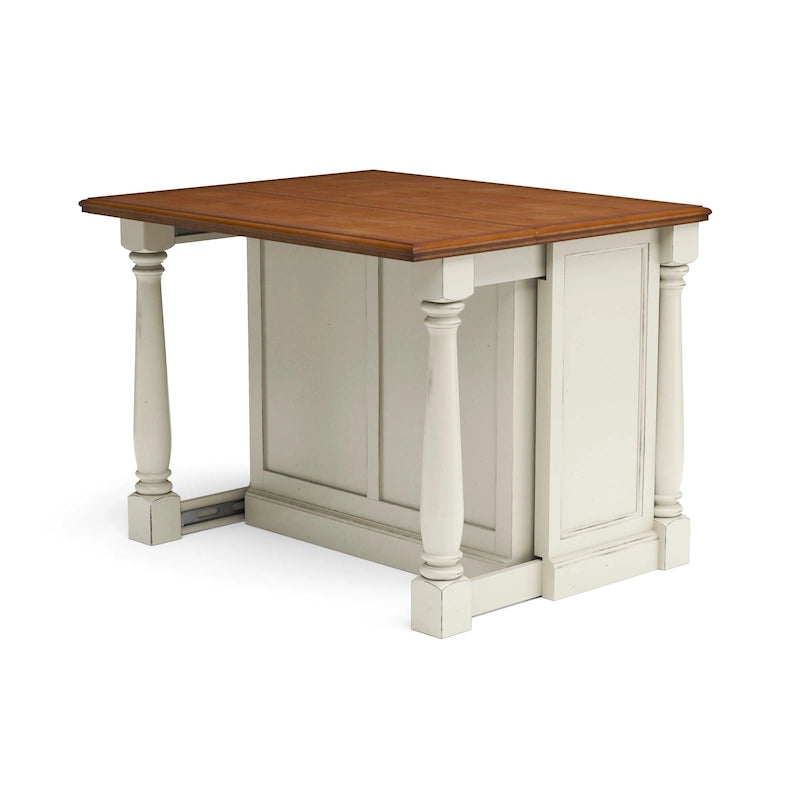 Homestyles Monarch 3-Piece Off-White Wood Kitchen Island Set with Drop Leaf Wood Top - 48' x 25' x 36'