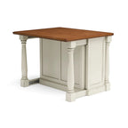 Homestyles Monarch 3-Piece Off-White Wood Kitchen Island Set with Drop Leaf Wood Top - 48' x 25' x 36'