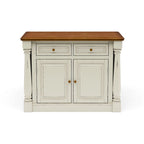 Homestyles Monarch 3-Piece Off-White Wood Kitchen Island Set with Drop Leaf Wood Top - 48' x 25' x 36'