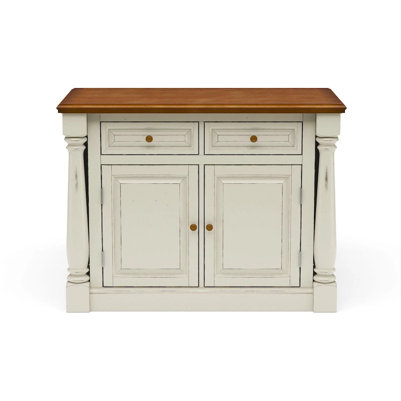Homestyles Monarch 3-Piece Off-White Wood Kitchen Island Set with Drop Leaf Wood Top - 48' x 25' x 36'