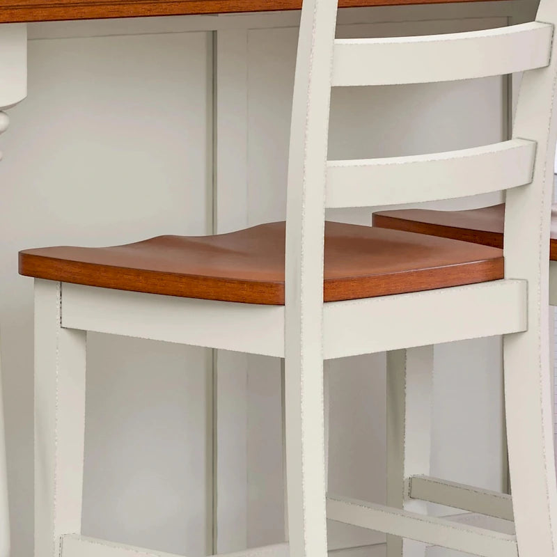 Homestyles Monarch 3-Piece Off-White Wood Kitchen Island Set with Drop Leaf Wood Top - 48' x 25' x 36'