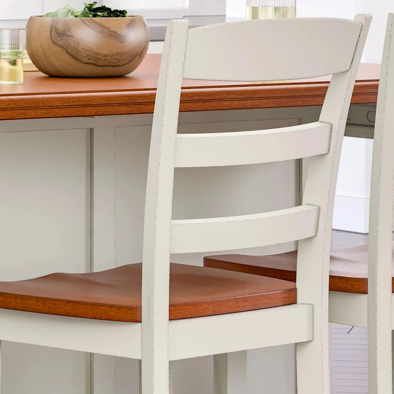 Homestyles Monarch 3-Piece Off-White Wood Kitchen Island Set with Drop Leaf Wood Top - 48' x 25' x 36'