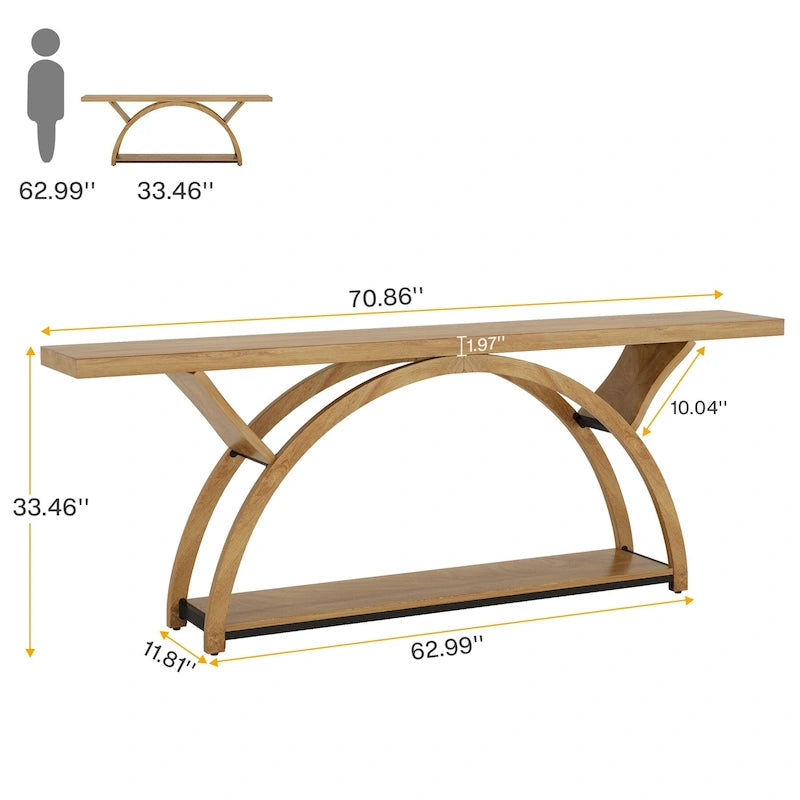 Narrow Long Console Table Sofa Table with Half Moon Frame