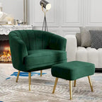 Andeworld Accent Chair with Ottoman, Upholstered Modern Single Sofa Side Chair,Comfy Barrel Club Living Room Armchair