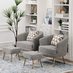 Andeworld Accent Chair with Ottoman, Upholstered Modern Single Sofa Side Chair,Comfy Barrel Club Living Room Armchair