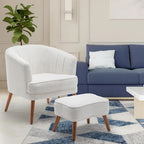 Andeworld Accent Chair with Ottoman, Upholstered Modern Single Sofa Side Chair,Comfy Barrel Club Living Room Armchair