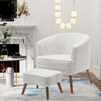 Andeworld Accent Chair with Ottoman, Upholstered Modern Single Sofa Side Chair,Comfy Barrel Club Living Room Armchair