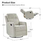 Diana Modern Polyester 360-degree Swivel Rocker Recliner by HULALA HOME